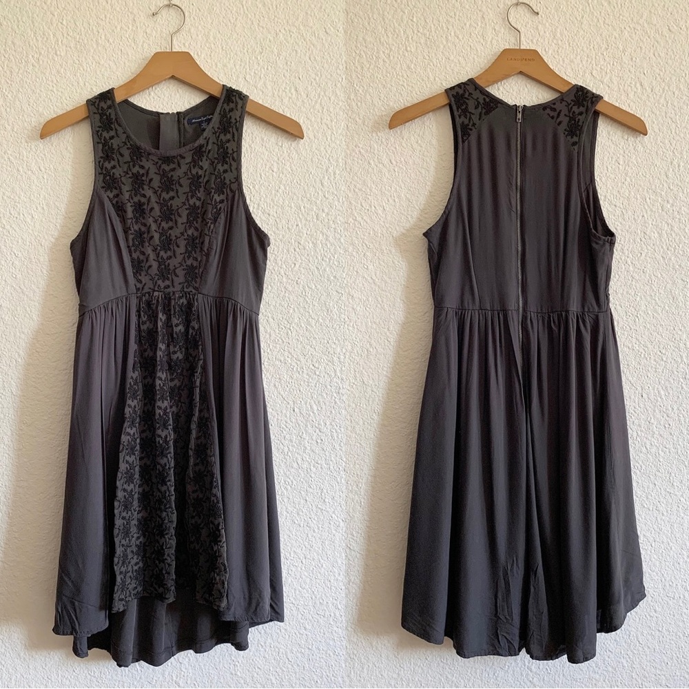 American Eagle Outfitters AEO Floral Embroidered Lace Dress Gray Women’s Size 2